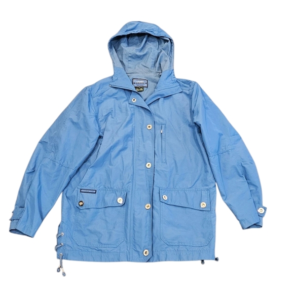 Ralph Lauren Periwinkle Blue Hooded Women Medium Full Zip Outdoor Rain Jacket - Picture 1 of 10
